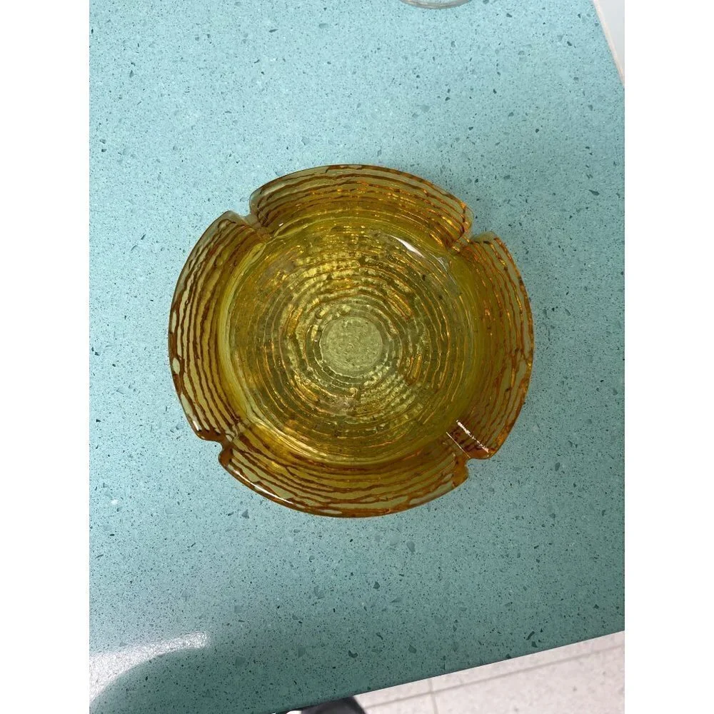 Anchor Hocking Vintage MCM Amber Ashtray Ridged One Size Soreno Clear